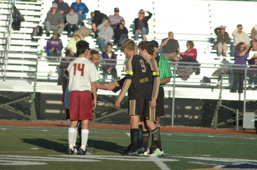 Shaking hands before the game.