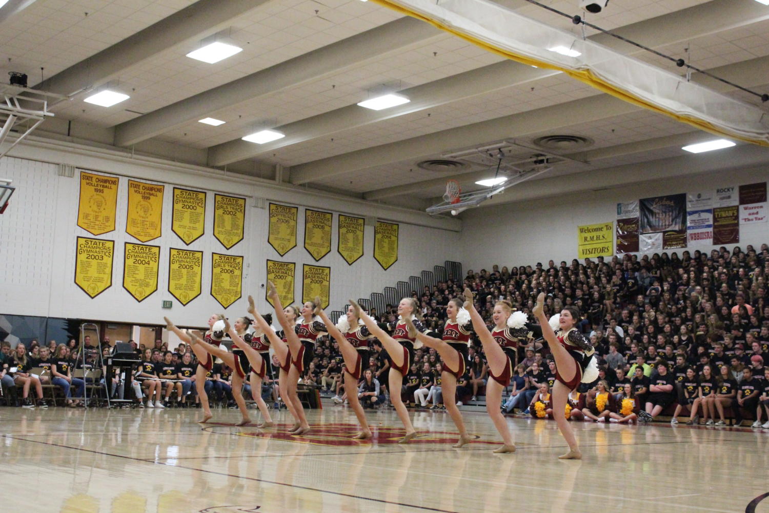 Dance team performing at the back to school assembly.