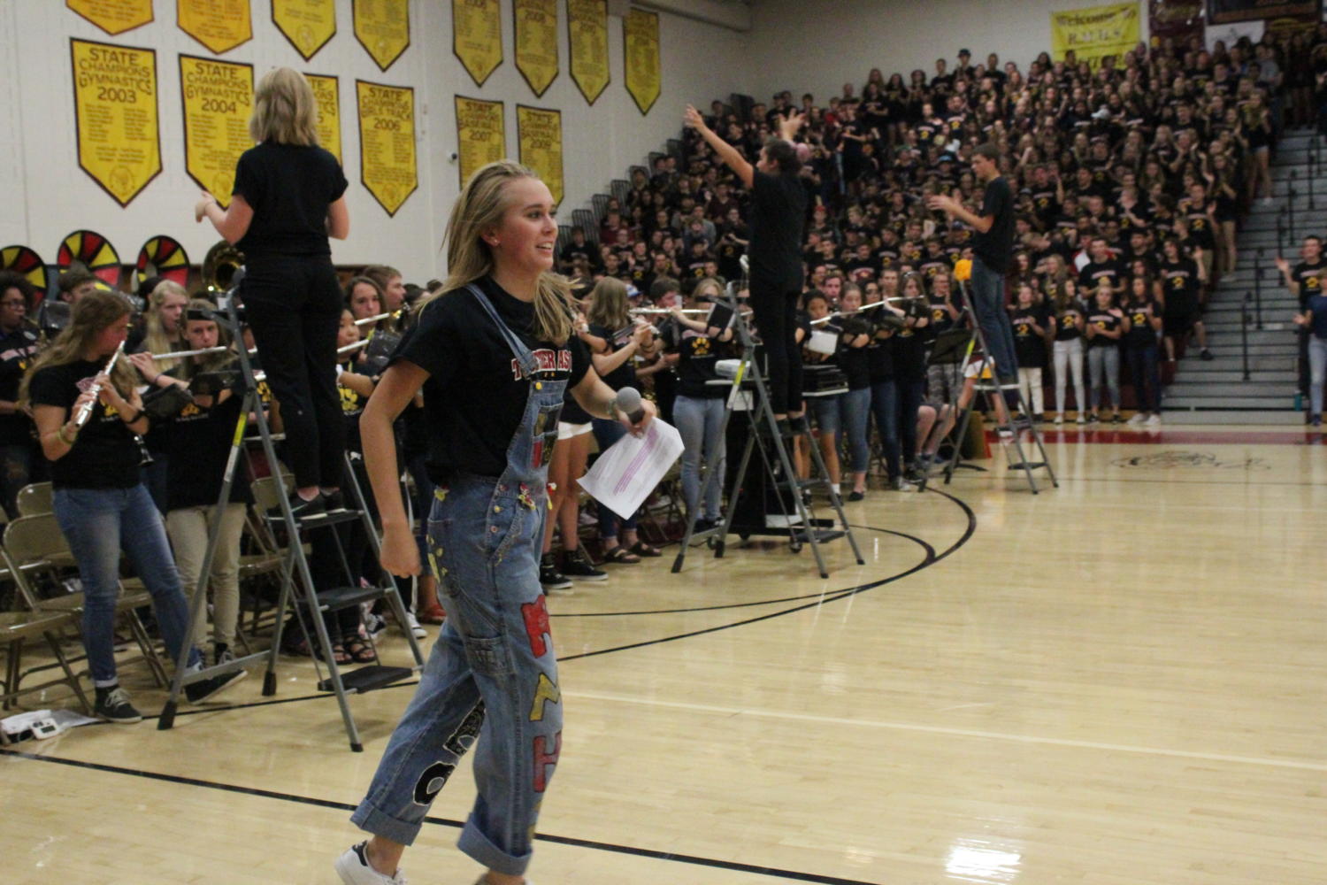 Rylee Bundy the MC at the assembly