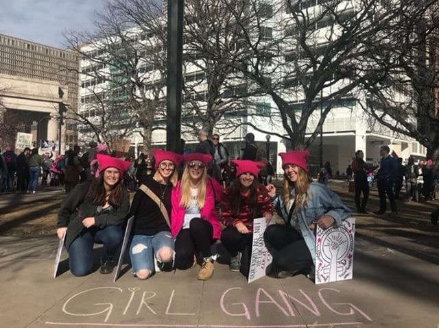 Sloan Holland, Karina Benjamin, Mia Stolpe, Rebecca Griffith and Madeline Koepsell; Womens March 2018