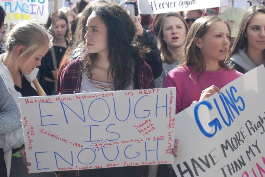 Enough is Enough. Students protest gun control because of the latest school shooting in Florida.