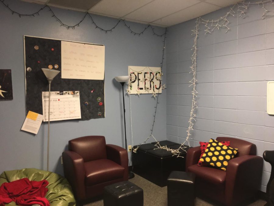 The Peer Room, Room 221, in Student Services. The Peer Room is always open to students seeking support. 