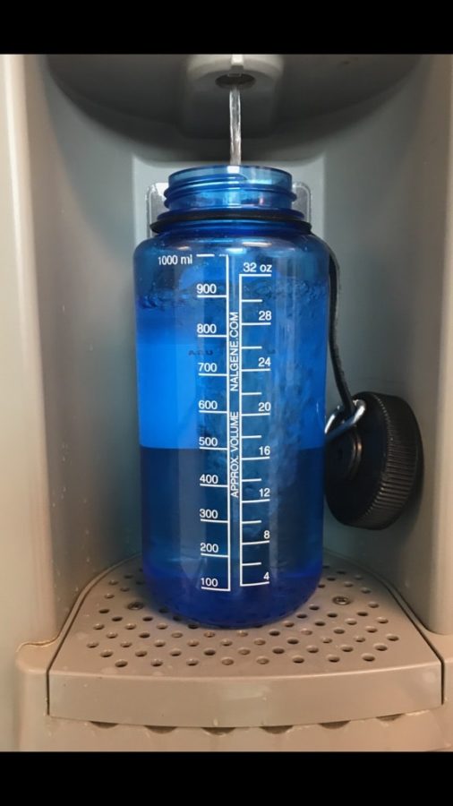 The water station in the quiet study area takes 27.11 seconds to fill a 32 fl. oz. Nalgene bottle.