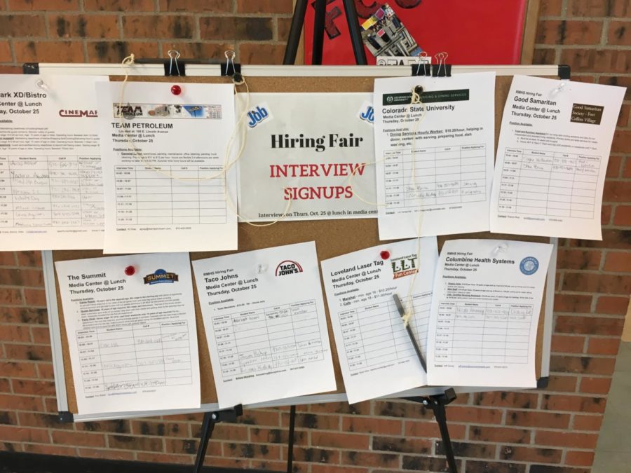 The Hiring Fair sign up board is located near the foods lab.

















