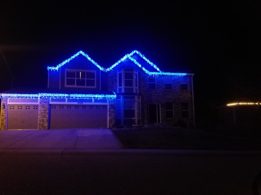 Some houses go for a much more simplistic look by just outlining their house with solid colored lights. 