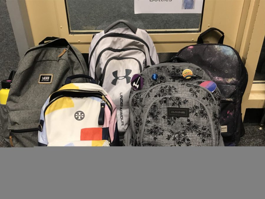 Some of the backpacks that were weighed.  