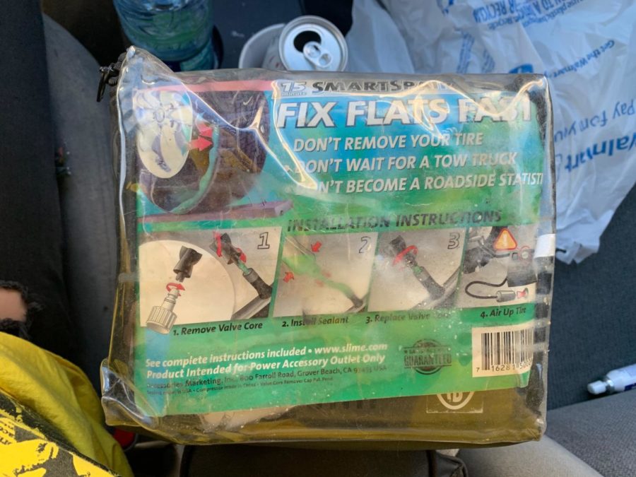 These small personal tire filling kits are very useful to have just in case a tire some how got too low to drive on. This hand dandy kit plugs into the cigarette lighter of a car and can fill a tire using just that. 