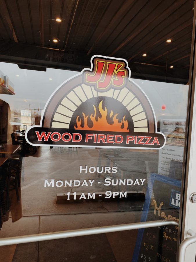 This is the front entrance at JJs Wood Fired Pizza.