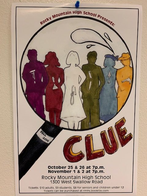 Posters around the school remind students to attend the school play. 