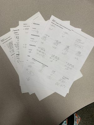 A Rocky Mountain High School students homework for their math class.