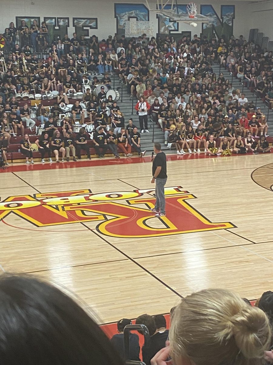 Dr. Woodall gives his first speech to the Rocky student body.