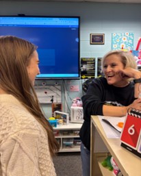 Sloan Manifold interviews Mrs. White in her Journalism 1 classroom. 