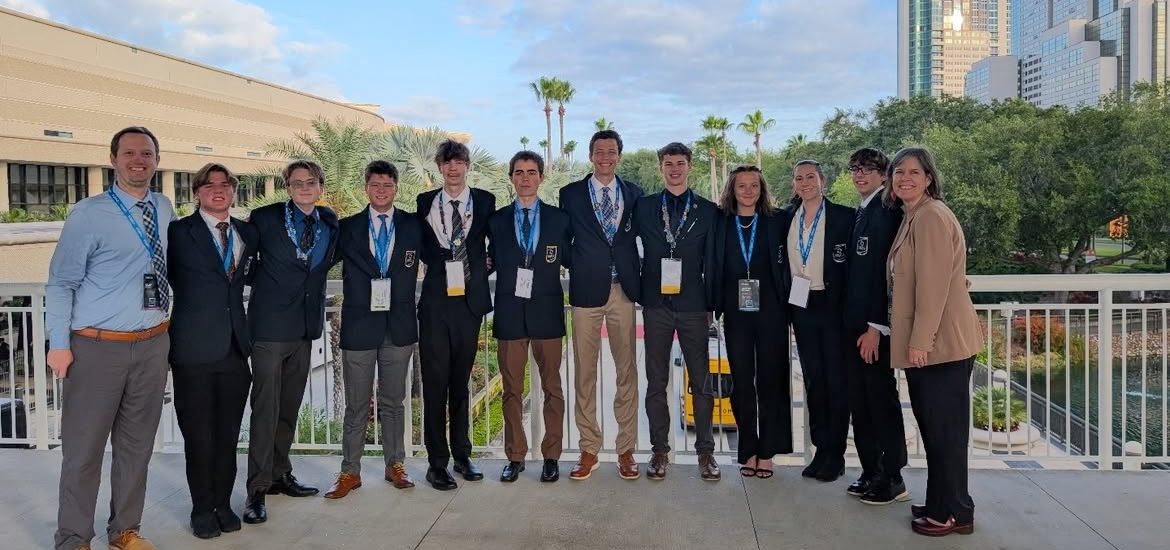 The Rocky DECA team poses at ICDC in Orlando, Florida