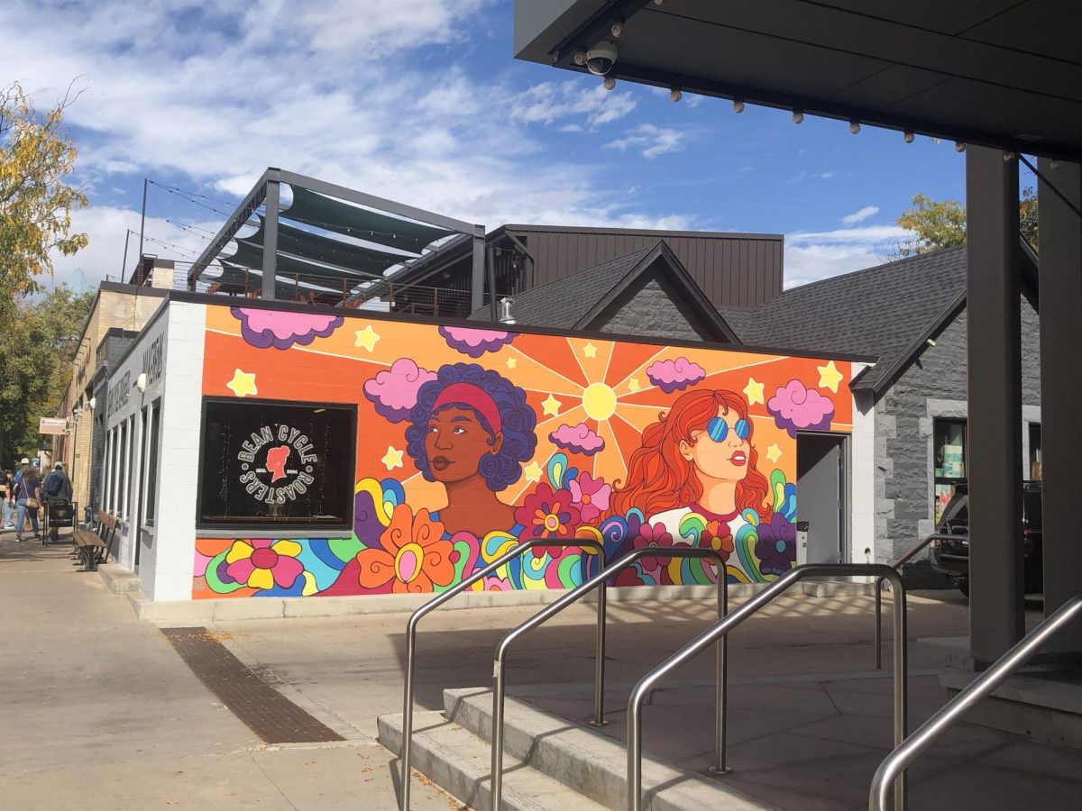 This beautiful mural on the outside of Bean Cycle was painted by local artist Alex Bugg as a part of the Fort Collins Mural Project. 