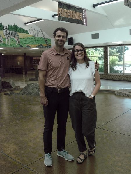 Mr. and Mrs. Smith take a break from their workday to pose on the Rocks.