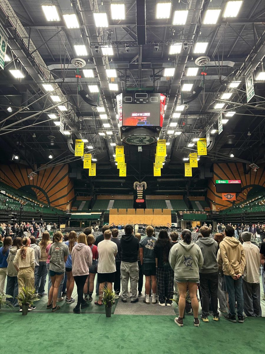 A crowd watches the 2025 Rocky Graduation at CSU as seniors look forward to their own graduation in May. 
