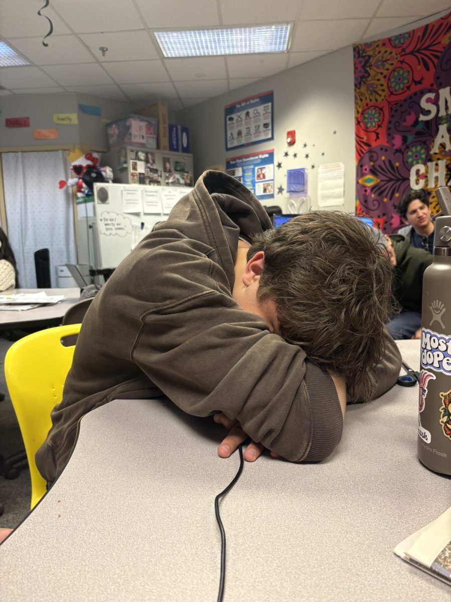 Junior Isaac Freeman takes a little nap during class due to lack of sleep at night.